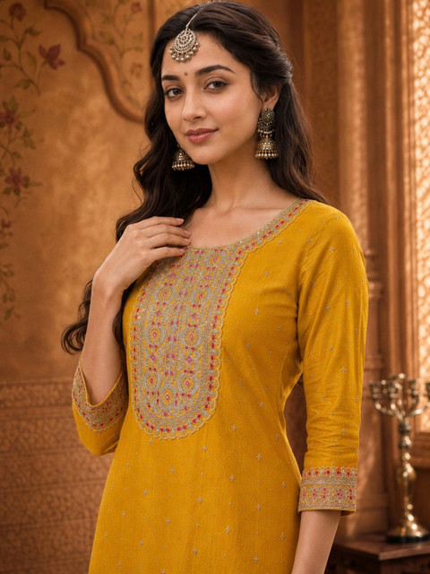 HOUSE OF SETHIA Women Embroidered Thread Work Kurta - Image 6