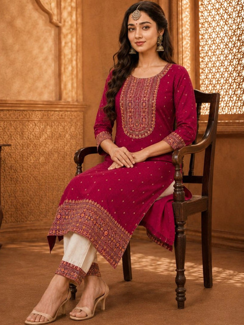 rarethread Women Embellished Thread Work Kurta - Image 5