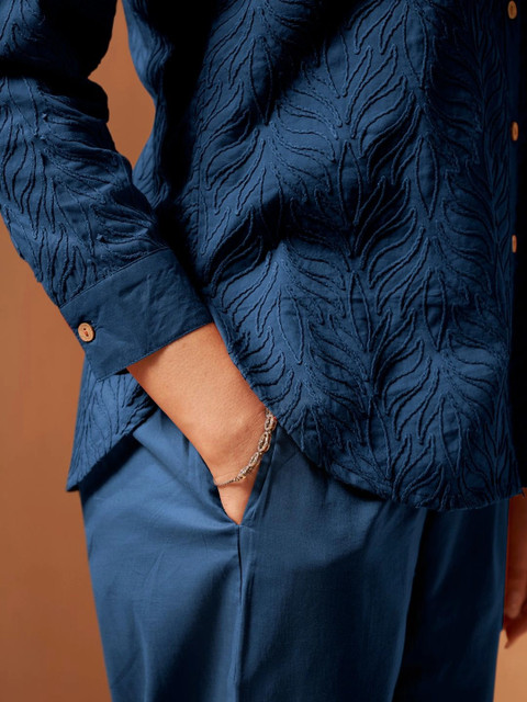 DRESOUL Schiffli Cotton Self Design Shirt with Trousers - Image 4