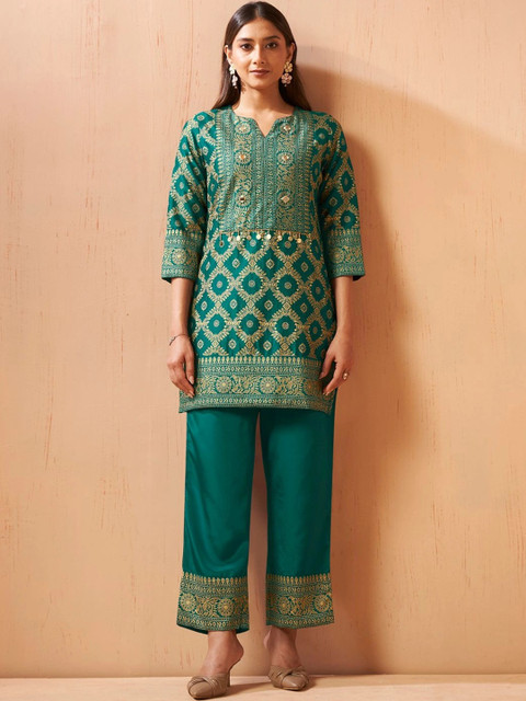 Anouk Indigo Printed Tunic with Trousers - Image 3