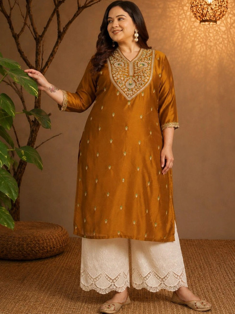HOUSE OF SETHIA Women Embroidered Thread Work Kurta - Image 3