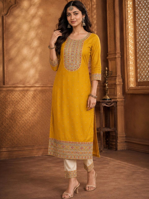 HOUSE OF SETHIA Women Embroidered Thread Work Kurta