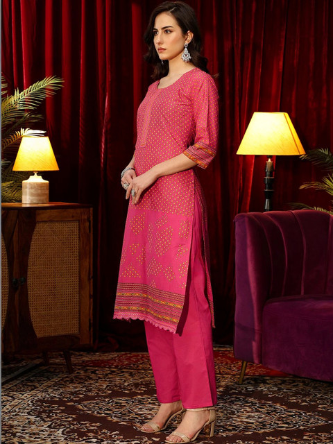 Libas Women Ethnic Motifs Printed Regular Kurta with Trousers & With Dupatta - Image 5