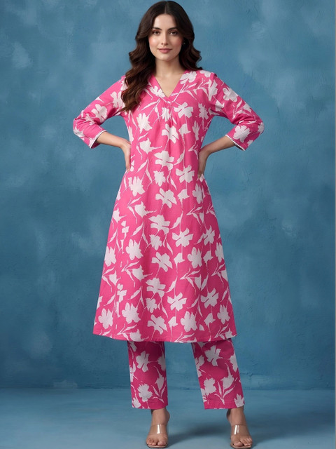 Pixie lane Floral Cotton Printed Tunic with Trousers