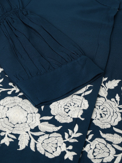 Anouk Blue Embroidered Tunic With Trousers Co-Ords - Image 6