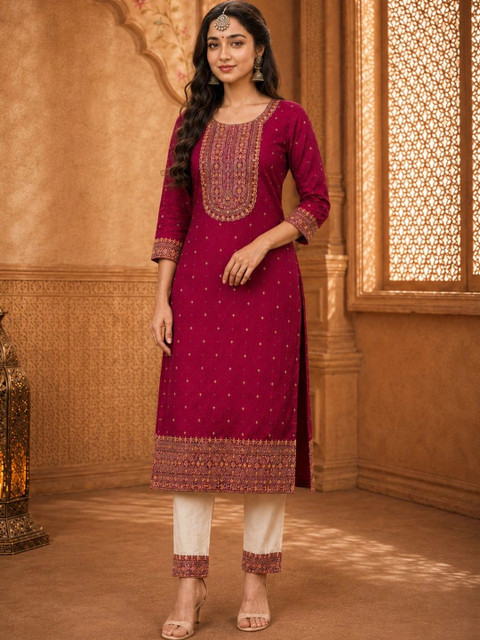 rarethread Women Embellished Thread Work Kurta - Image 2