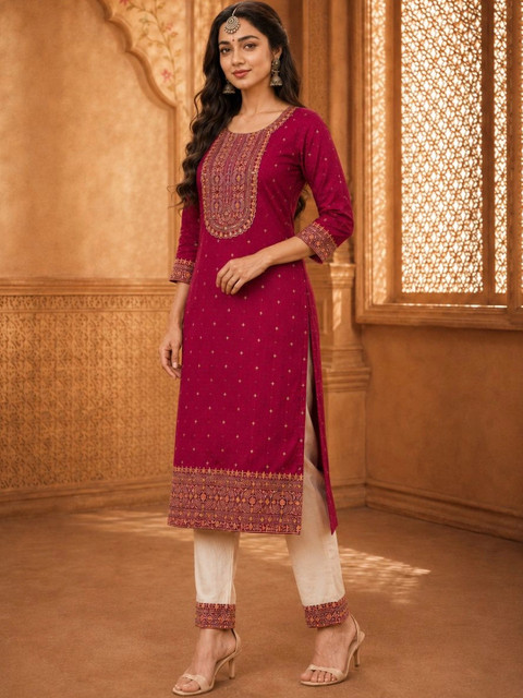 rarethread Women Embellished Thread Work Kurta - Image 4