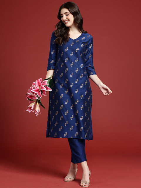 Anouk Women Floral Printed Regular Kurta With Trousers