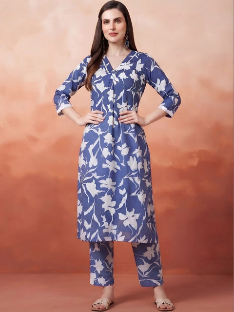 Pixie lane Floral Cotton Printed Tunic with Trousers