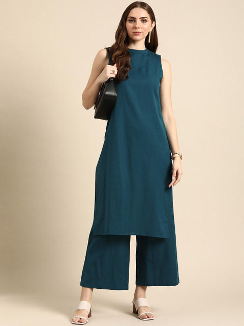 Anouk Women Pure Cotton Regular kurta With Palazzos - Image 6