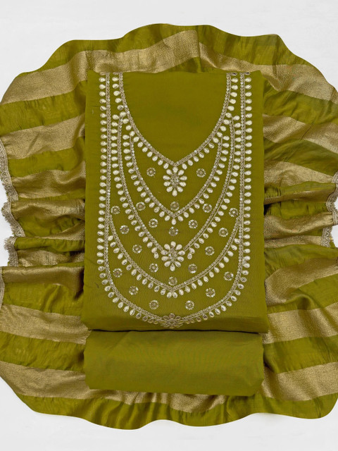 FashionsEye Embroidered Unstitched Dress Material - Image 5