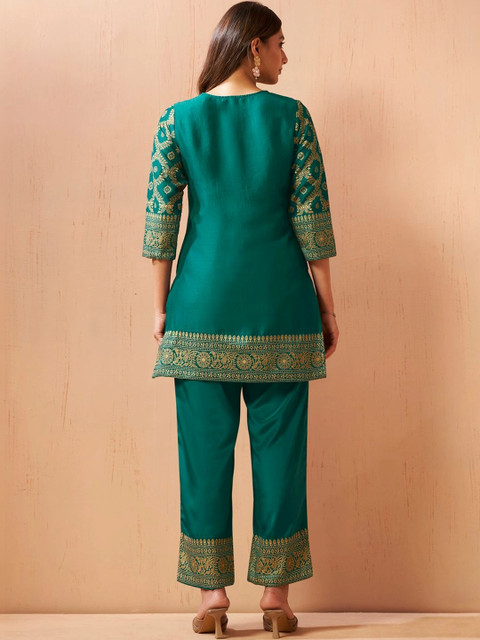 Anouk Indigo Printed Tunic with Trousers - Image 2