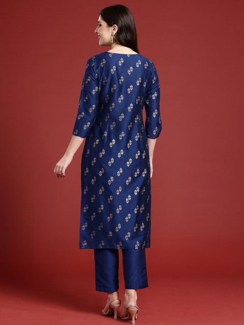 Anouk Women Floral Printed Regular Kurta With Trousers - Image 7