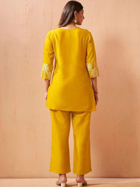 DRESOUL Tropical Cotton Embroidered Tunic with Trousers - Image 2