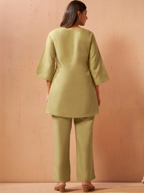 Anouk Indigo Embroidered Tunic with Trousers - Image 2