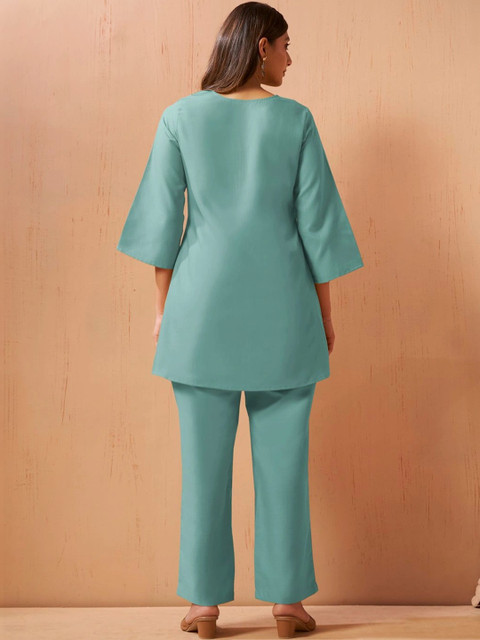 DRESOUL Indigo Embroidered Tunic with Palazzos - Image 2