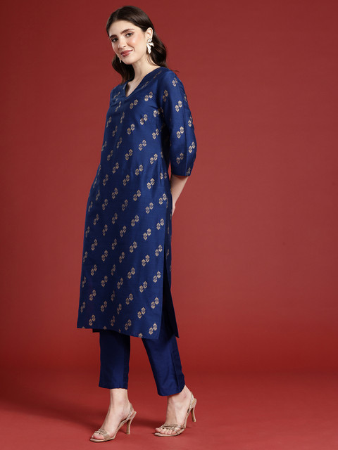 Anouk Women Floral Printed Regular Kurta With Trousers - Image 6