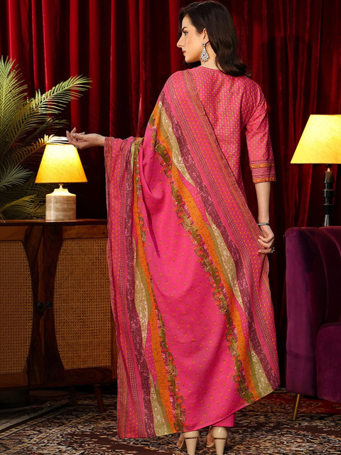 Libas Women Ethnic Motifs Printed Regular Kurta with Trousers & With Dupatta - Image 7