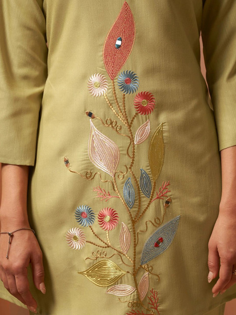 Anouk Indigo Embroidered Tunic with Trousers - Image 6