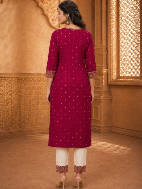 rarethread Women Embellished Thread Work Kurta - Image 3