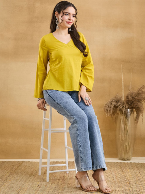 Anouk Mirage Bell Sleeve Cotton Blend Top