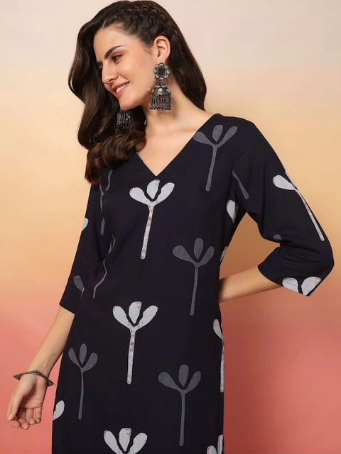 Anouk Women Printed Regular Kurta with Palazzos - Image 5