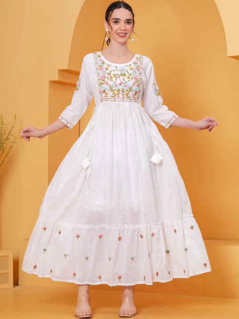 Anouk Mirage Floral Embroidered Fit & Flare Maxi Dress