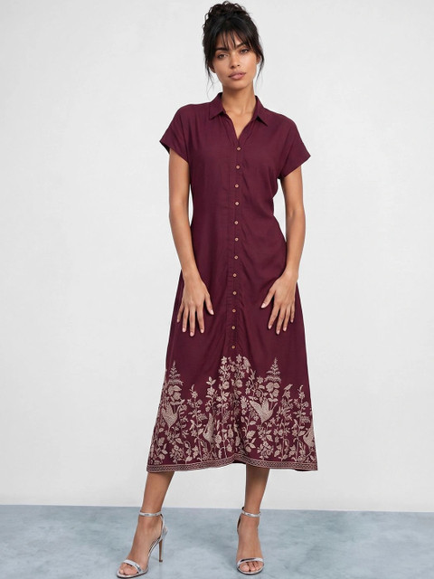 Colour Me by Melange Floral Print Shirt Midi Dress - Image 3