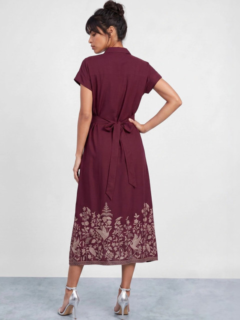 Colour Me by Melange Floral Print Shirt Midi Dress - Image 4