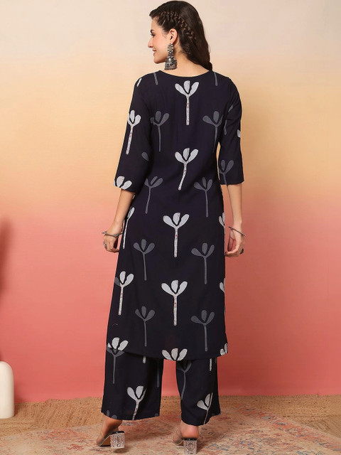 Anouk Women Printed Regular Kurta with Palazzos - Image 3