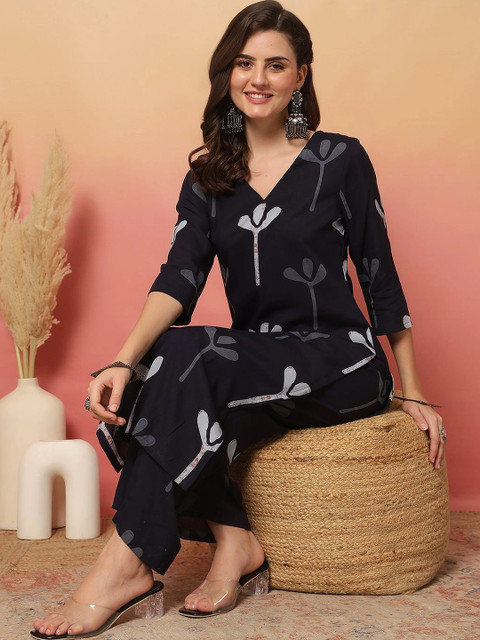 Anouk Women Printed Regular Kurta with Palazzos - Image 7