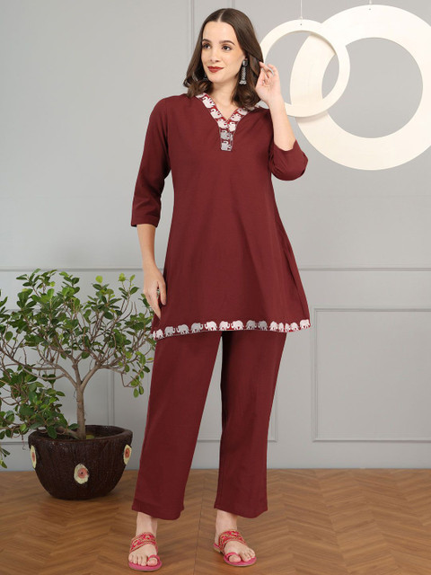 Anouk Floral Printed Printed Cotton Tunic With Trousers Co-Ords