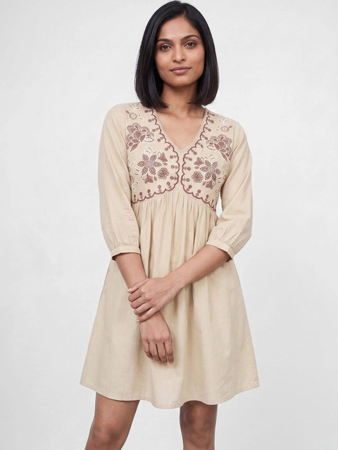 Colour Me by Melange Floral Embroidered A-Line Dress - Image 2