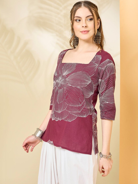 Anouk Mirage Floral Print Cotton Blend Top
