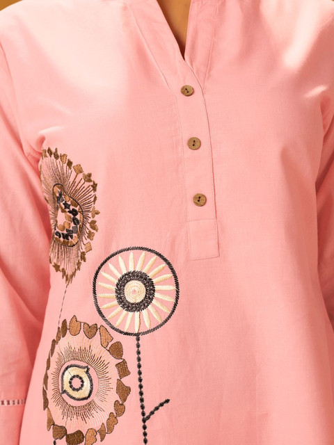 Anouk Embroidered Mandarin Collar Top & Trousers Co-Ords - Image 5