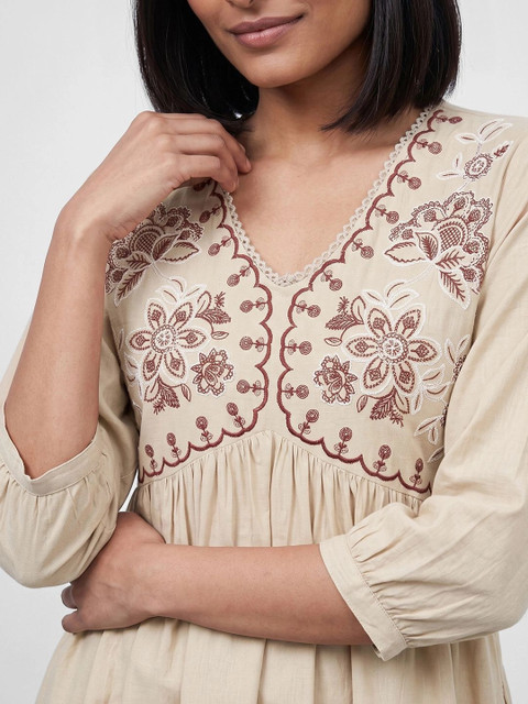 Colour Me by Melange Floral Embroidered A-Line Dress - Image 5