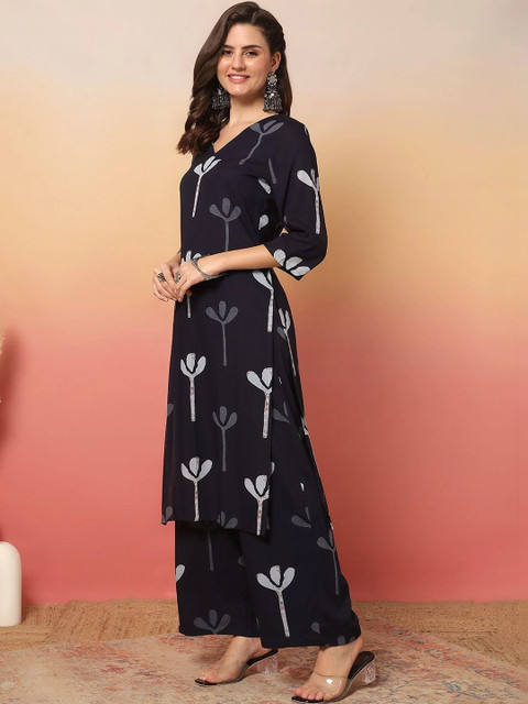 Anouk Women Printed Regular Kurta with Palazzos - Image 2
