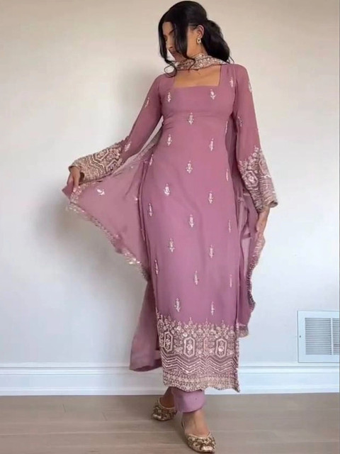 TWINS LADY Women Ethnic Motifs Embroidered Regular Thread Work Kurta with Trousers & With Dupatta - Image 2