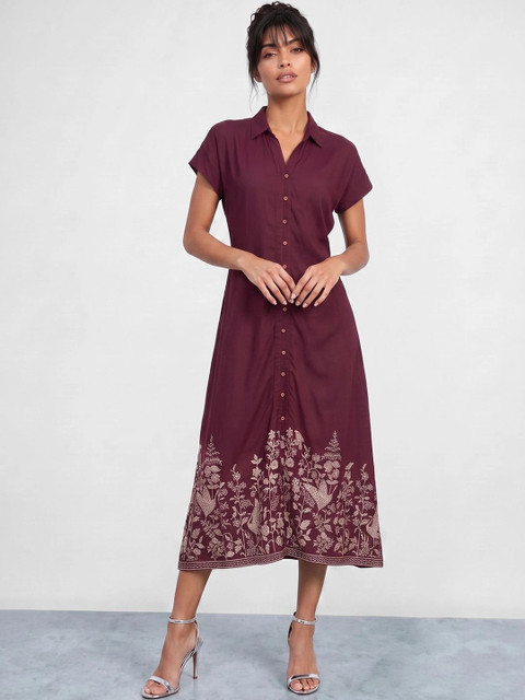 Colour Me by Melange Floral Print Shirt Midi Dress - Image 2