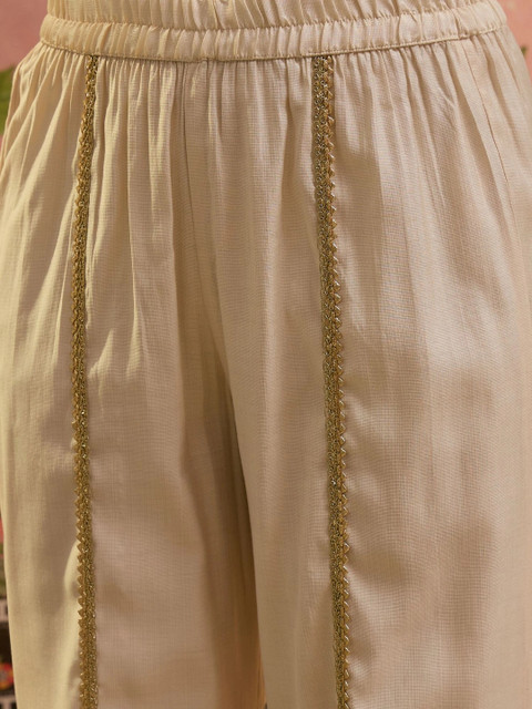 Sangria Women Ethnic Motifs Embroidered Regular Mirror Work Kurta with Trousers & With Dupatta - Image 5