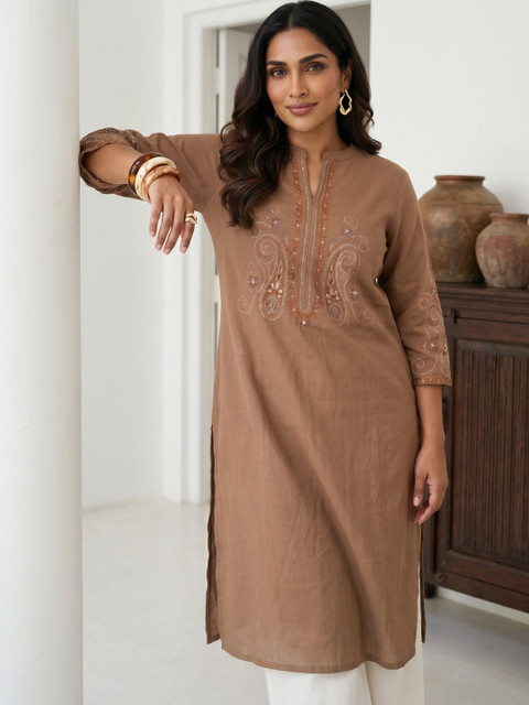 Anouk Women Ethnic Motifs Embroidered Thread Work Kurta
