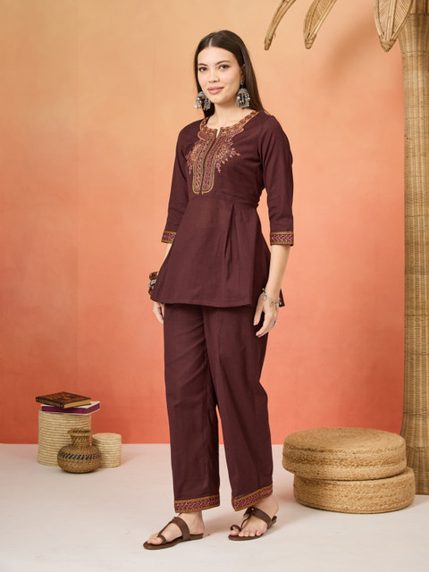 Anouk Cotton Embroidered Tunic with Trousers - Image 3