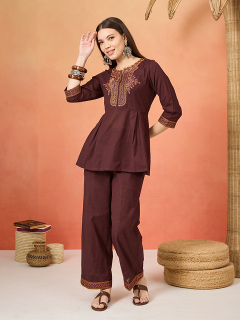 Anouk Cotton Embroidered Tunic with Trousers - Image 5