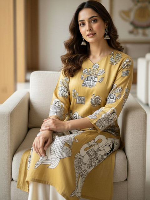 Anouk Ethnic Motifs Printed Round Neck Straight Kurta - Image 5