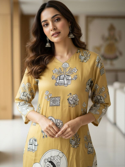 Anouk Ethnic Motifs Printed Round Neck Straight Kurta - Image 4