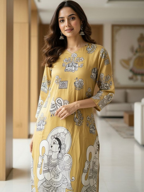 Anouk Ethnic Motifs Printed Round Neck Straight Kurta - Image 2