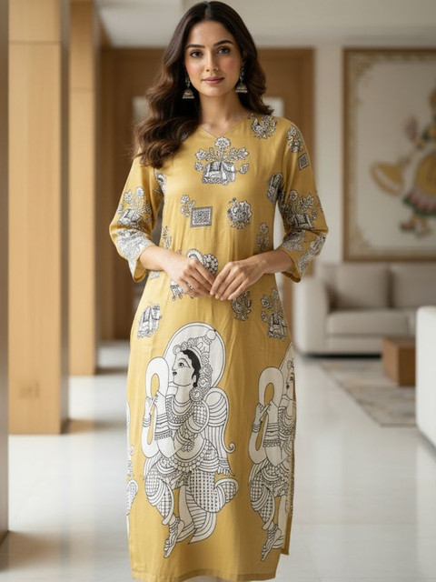 Anouk Ethnic Motifs Printed Round Neck Straight Kurta - Image 3
