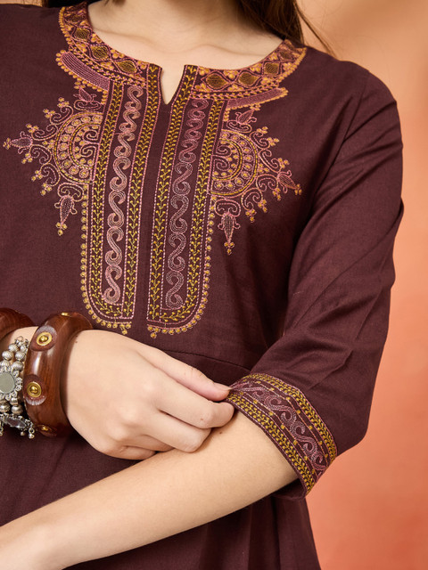 Anouk Cotton Embroidered Tunic with Trousers - Image 2