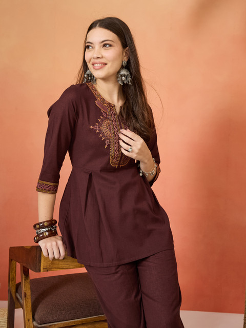 Anouk Cotton Embroidered Tunic with Trousers - Image 7
