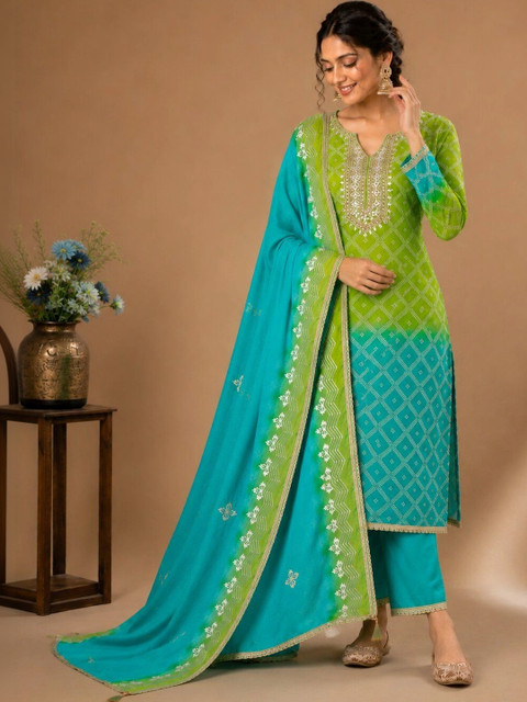Haranozy Embroidered Organza Semi-Stitched Dress Material